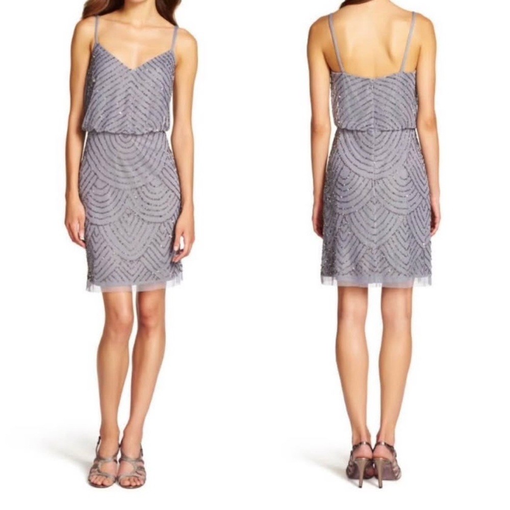 Adrianna Papell Silver Mini Dress